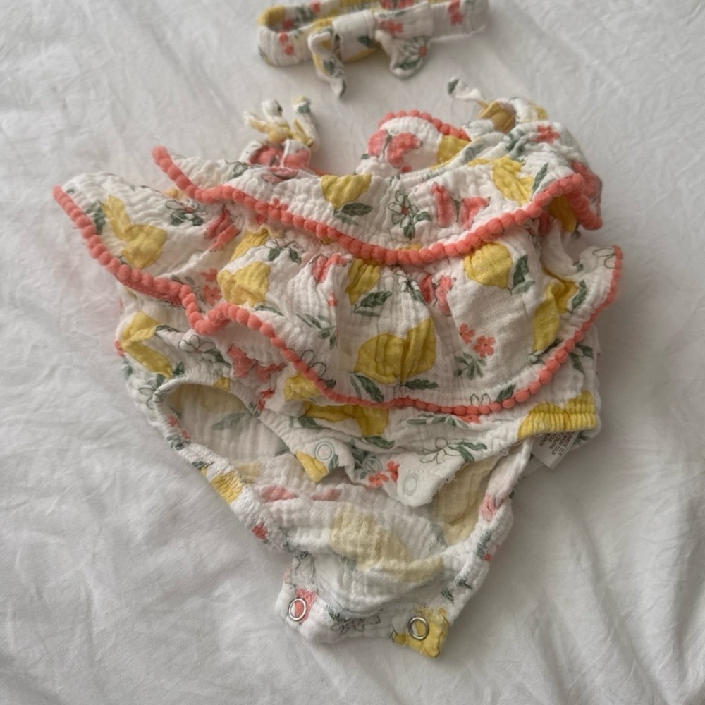 Yellow and Pink Ruffle one piece - Picture 2 of 2